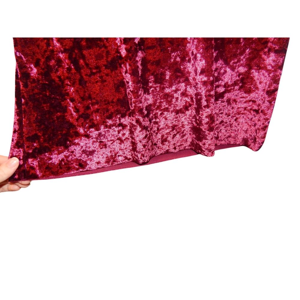 women's small burgundy maroon red crushed velvet short sleeve blouse shirt top - Picture 4 of 9